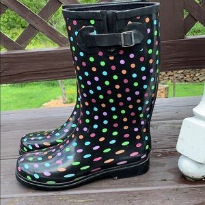 Polka dot rain boots